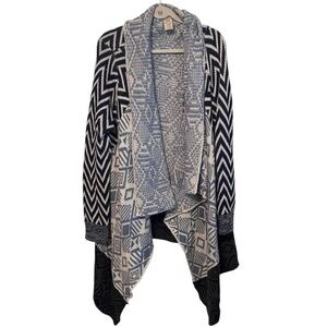 Faded Glory Boho bohemian waterfall knit open front cardigan duster sweater